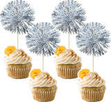 Gyufise 30Pcs Foil Firework Cupcake Toppers Sparkle Tinsel Cake #26