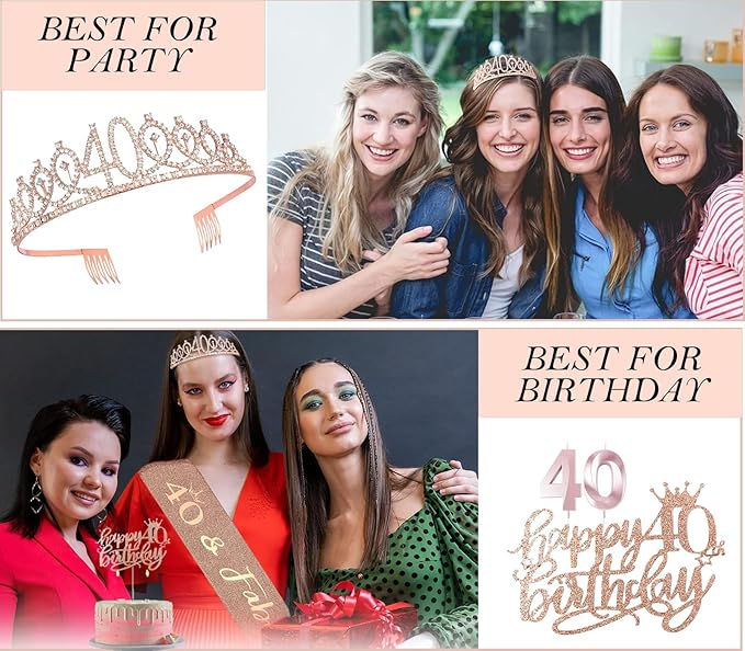 40th Birthday Gifts Decorations for Women Including 40th Happy