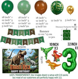 T Rex Dinosaur Birthday Decorations include Hunter Green Brown Gold