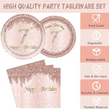 24 Sets 7th Rose Gold Birthday Party Decrations for Girls 7 Birthday