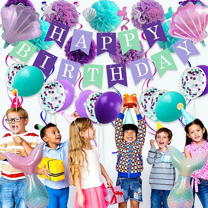 Mermaid Birthday Decorations for Girls Women 29pcs Party Supplies
