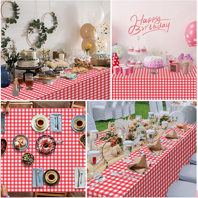 6pcs 54X108inch Red Checkered Tablecloth,Red Gingham Tablecloths