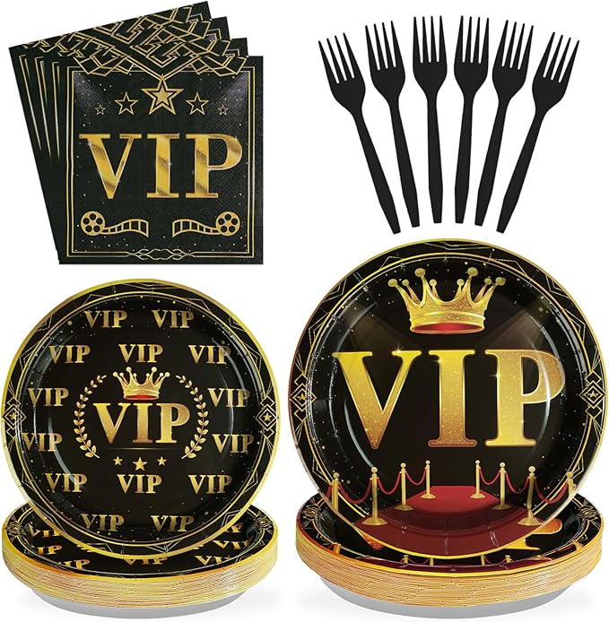 96 Pcs VIP Party Decoration Tableware 350 GSM Disposable Movie Night