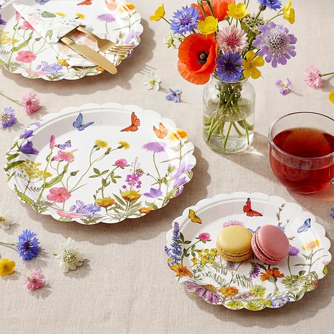 60 Pcs Wildflower Paper Plates Wildflower Spring Easter Party
