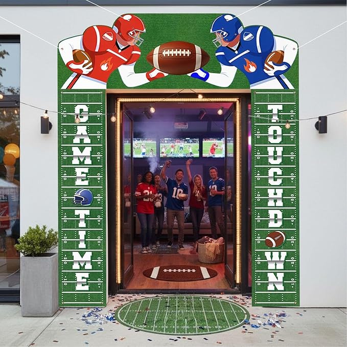 3 Pcs Football Party Decorations Porch Sign Banner Football Welcome