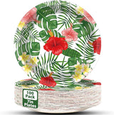 100pcs 7inch Aloha Floral Plates Hawaiian Luau Party Supplies