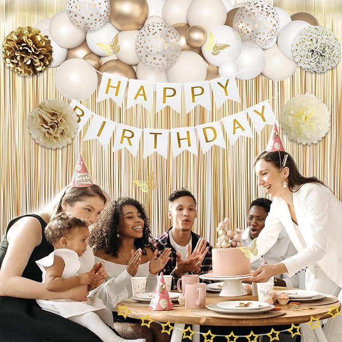 Sweet Birthday Decorations for Women, White Sand Beige Cream Neutral
