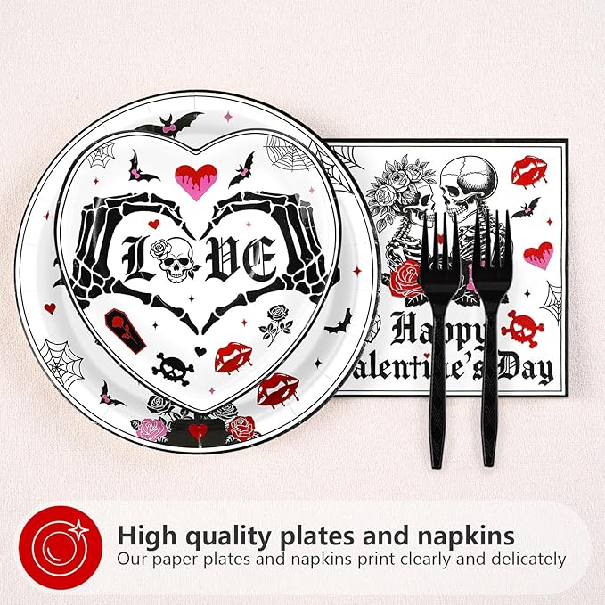 96Pcs Valentine's Day Party Supplies Romantic Gothic Heart Love
