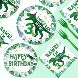 96 PCS Dinosaur 3rd Birthday Party Supplies 350 GSM 3 Rex Dinosaur