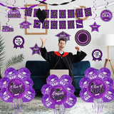 Purple Themed 2026 Graduation Decorations Set - Congrats Grad Banner,