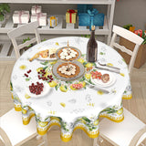 Giwawa Lemon Round Tablecloth 60 inch, Yellow Citrus Fruit Summer