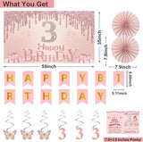 3rd Birthday Decorations for Girls 32PCS 3 year old Birthday Party
