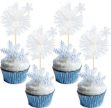 Gyufise 20Pcs Foil Firework Cupcake Toppers Sparkle Tinsel Cake