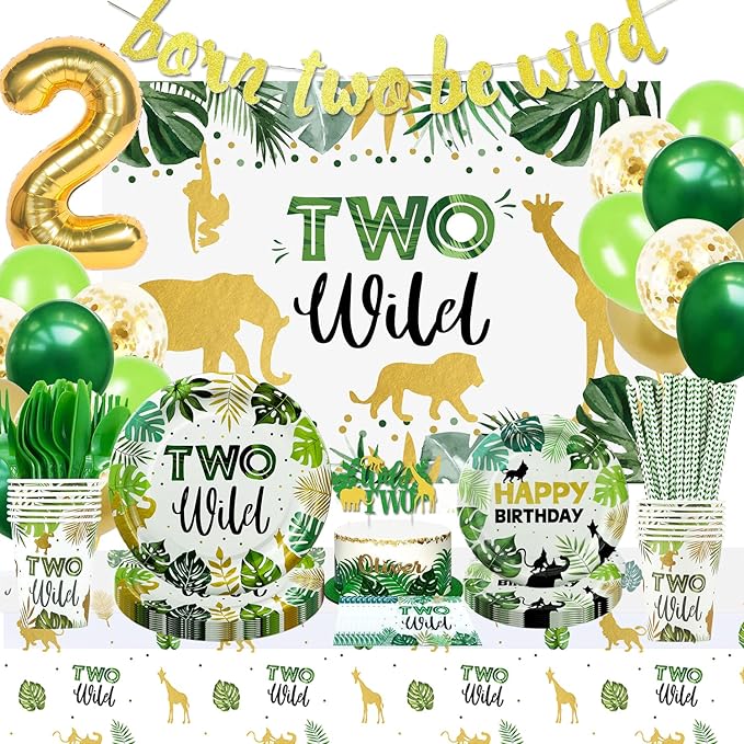 Two Wild Birthday Decorations Tableware Safari Jungle Theme 2nd