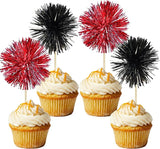 Gyufise 30Pcs Foil Firework Cupcake Toppers Sparkle Tinsel Cake #12