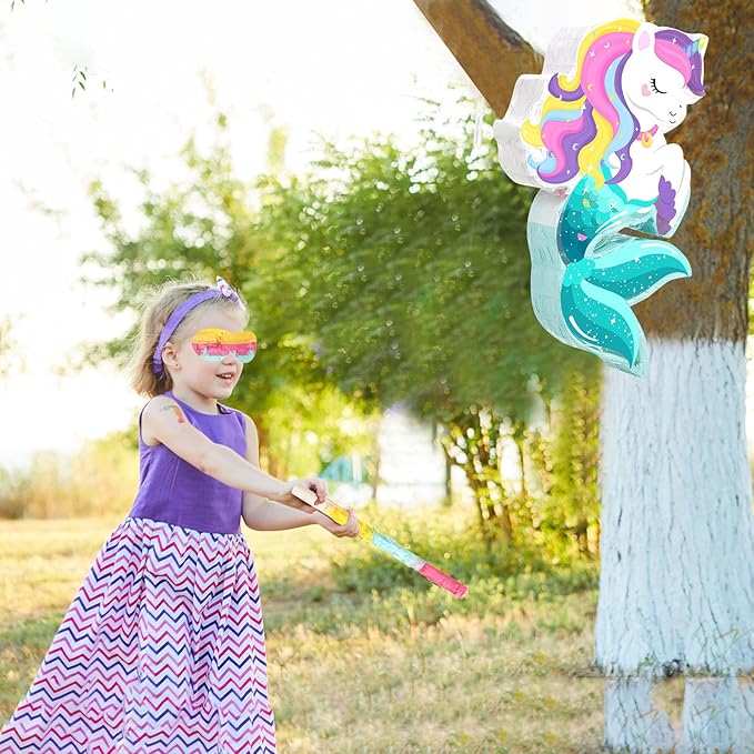 Small Unicorn Piñata with Piñata Stick Blindfold and Confetti