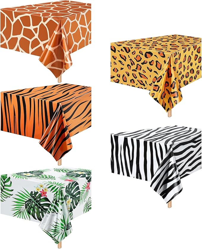 Animal Safari Tablecloth Jungle Animal Theme Tablecover Tiger Zebra