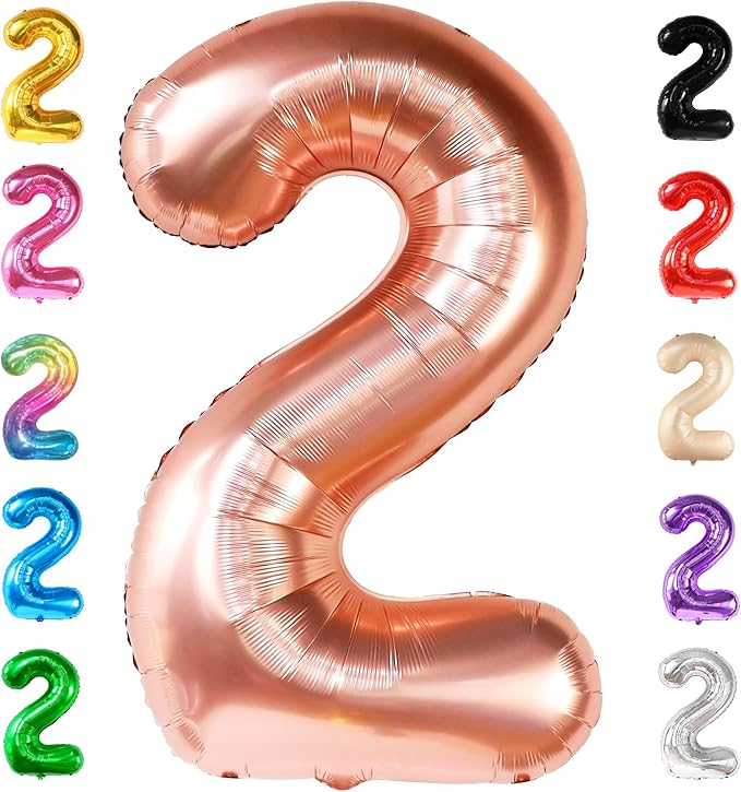 KatchOn, Rose Gold Number 2 Balloon - 40 Inch | Mylar Rose Gold 2