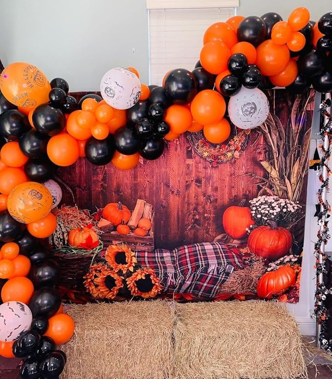Halloween Balloons Black and Orange Balloons, 50Pcs Orange & Black