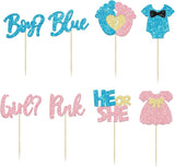24Pcs Boy or Girl Cupcake Toppers Glitter Feet Onesie Dress Gender