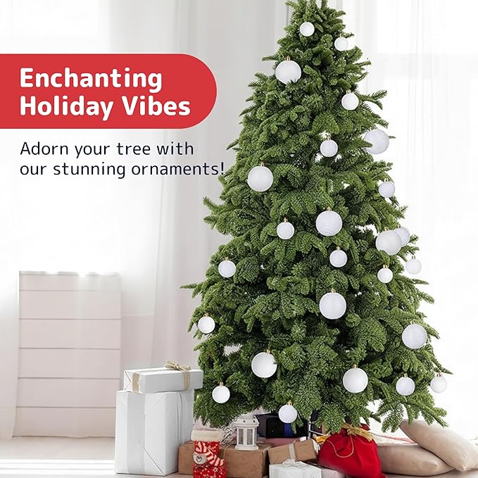 Prextex 36 Piece White Christmas Ornaments and Balls - White Ornament