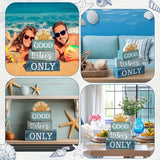 4 Pcs Beach Themed Table Decor Good Vibes Only Wood Block Sign
