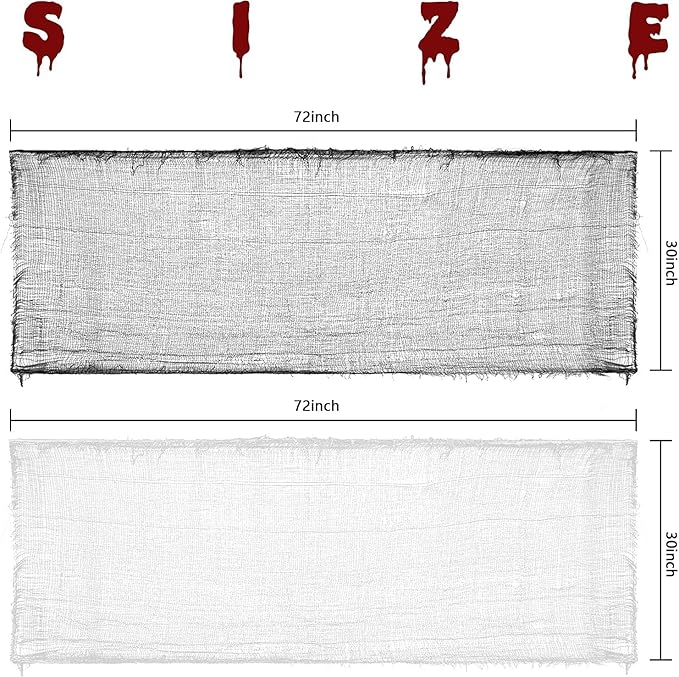 8 Pack Halloween Creepy Cloth 72 x 30 Inch Scary Spooky Fabric Cloth