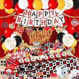 175Pcs Casino Party Decorations Set with Plates Cup Tableware Casino