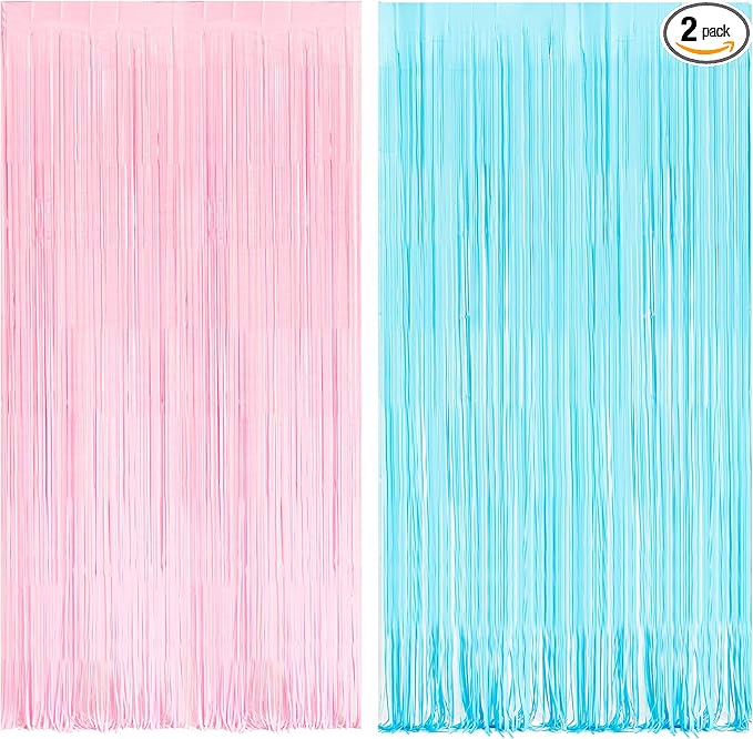 BRAVESHINE Tinsel Photo Backdrop Curtains - 2 Pack 3.2x8.2ft Pastel