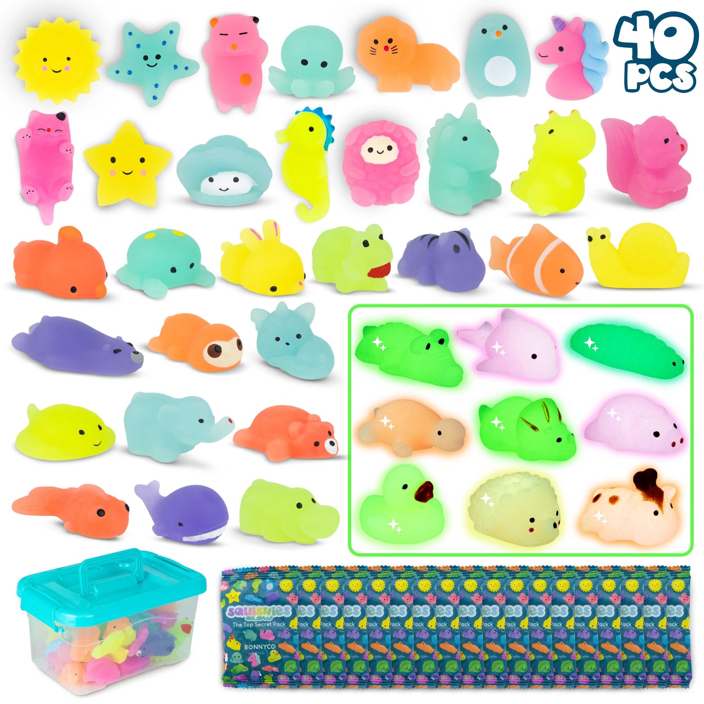 BONNYCO Mochi Squishy Toys Bulk for Kids Party Favors Pack 40. Goodie