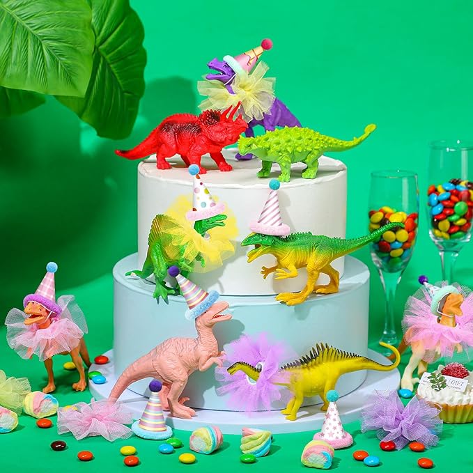 27 Pcs Colorful Dinosaur Cake Topper Animals Figures Birthday Party