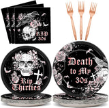 100 Pcs 40th Birthday Party Supplies Death to My 30s Paper Plates