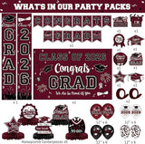 Maroon Themed Graduation Decorations Class of 2026 Congrats Grad