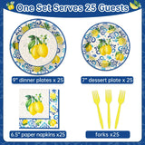 100Pcs Capri Lemon Paper Plates and Napkins Lemon Birthday Party
