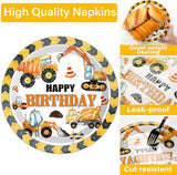100 Pcs Construction Birthday Party Plates and Napkins Set Dump