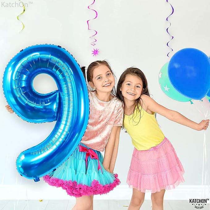 KatchOn, Giant Blue Number 9 Balloon - 40 Inch | Foil 9 Birthday