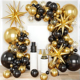 PartyWoo Black and Gold Balloon Arch Kit Garland 140pcs Different