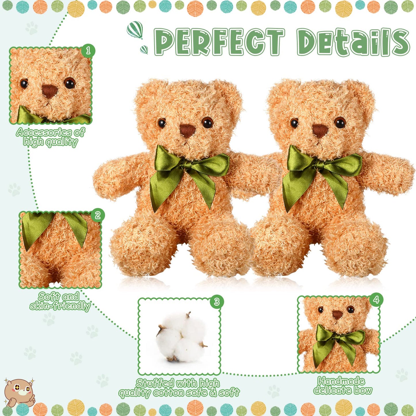 Zhanmai 9 Pieces Cute Bear Stuffed Animals 10 Inch Soft Plush Stuffed