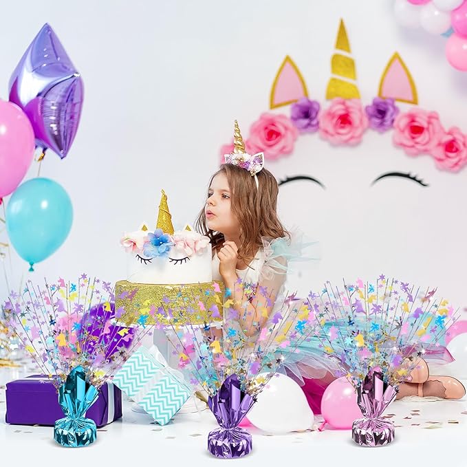 3 Pcs Unicorn Table Decorations Rainbow Metallic Gleam Foil Spray