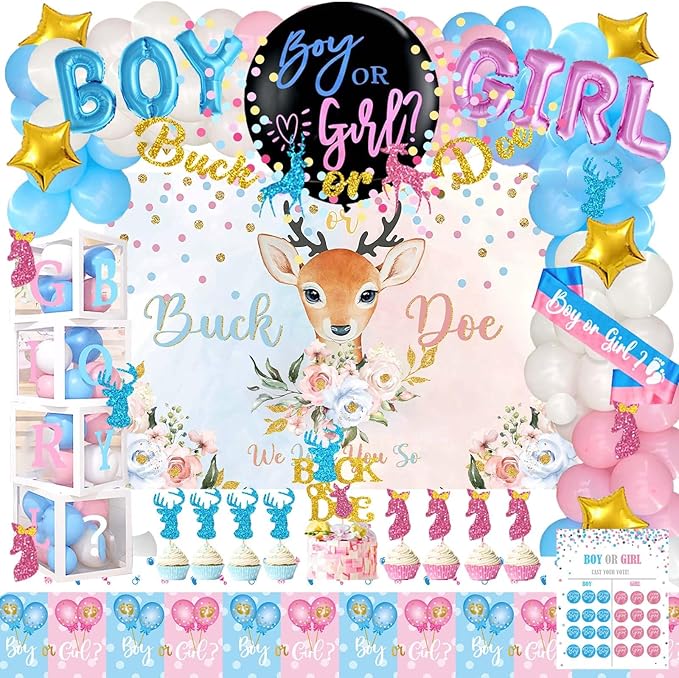 Buck or Doe Gender Reveal Decorations 169 PCs Boy or Girl Gender