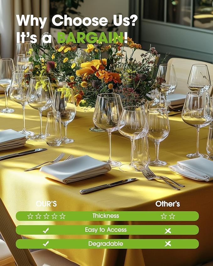 Pureegg Plastic Table Cloth Disposable 10 Pack, 54 x 108 Inch Table Cl