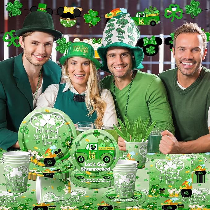 St Patrick's Day Party Supplies 142pcs St Patricks Plates and