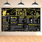 DARUNAXY 65th Birthday Black Gold Party Decoration, Back in 1961