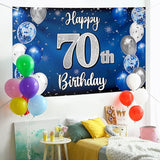 Happy 70th Birthday Decorations 70th Blue & Silver Balloon Large