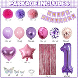 Pink Purple 1st Birthday Party Decorations for Girls Number 1