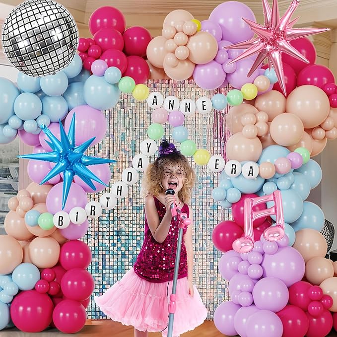 189Pcs Pink Purple Balloon Garland In My Teenage Princess Birthday