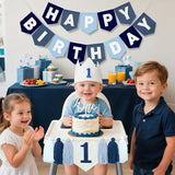 Felt Navy Blue Happy Birthday High Chair Banner Pre-Strung Birthday