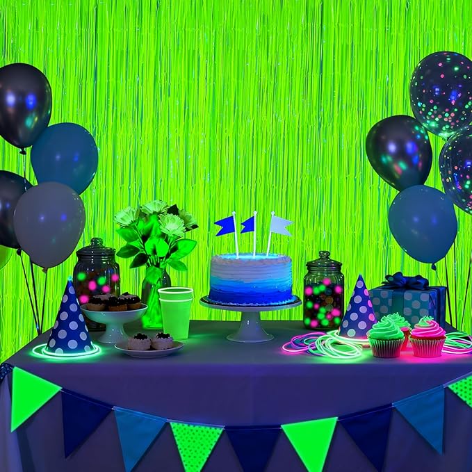 2 Pack Glow in The Dark Party Streamers, Neon Party Decorations
