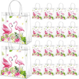 24 Pcs Flamingo Clear PVC Gift Bags with Handles Tropical Party