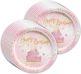 Sweet 16 Pink and Gold Birthday Party Supplies Set Plates Napkins